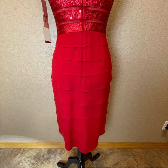 NWT Sherrie Bloom Peter Noviello CHETTA B 100% Silk Red Dress Size 4 - Picture 11 of 13